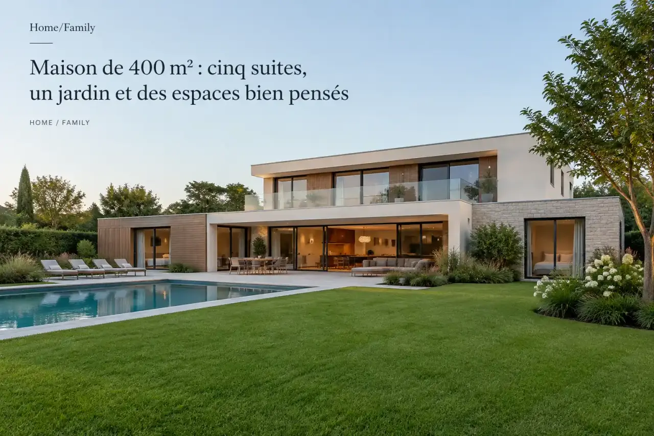 Maison de 400 m² : cinq suites, un jardin et des espaces bien pensés