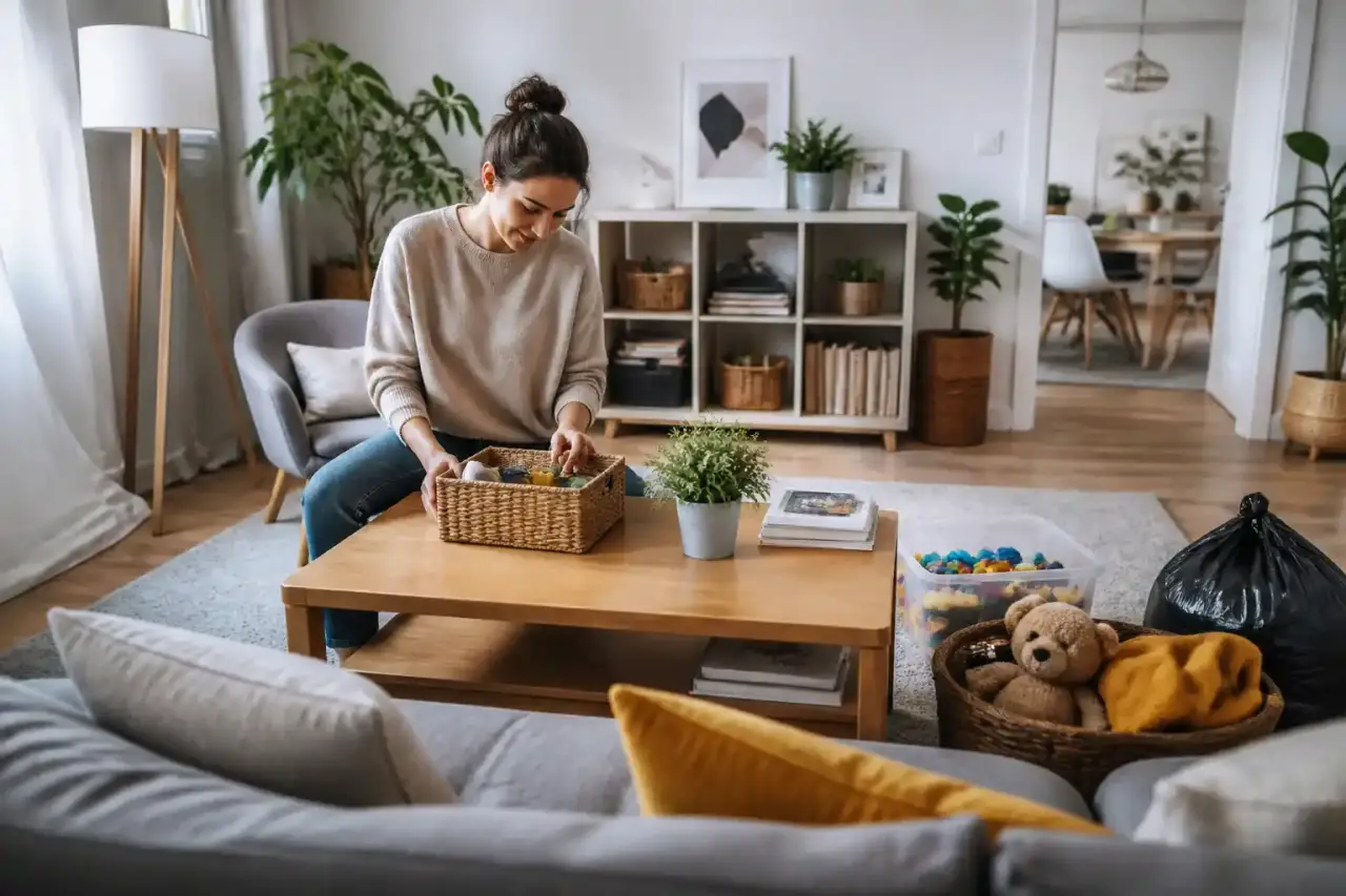 Salon familial lumineux, épuré et chaleureux, propice au calme et à la détente