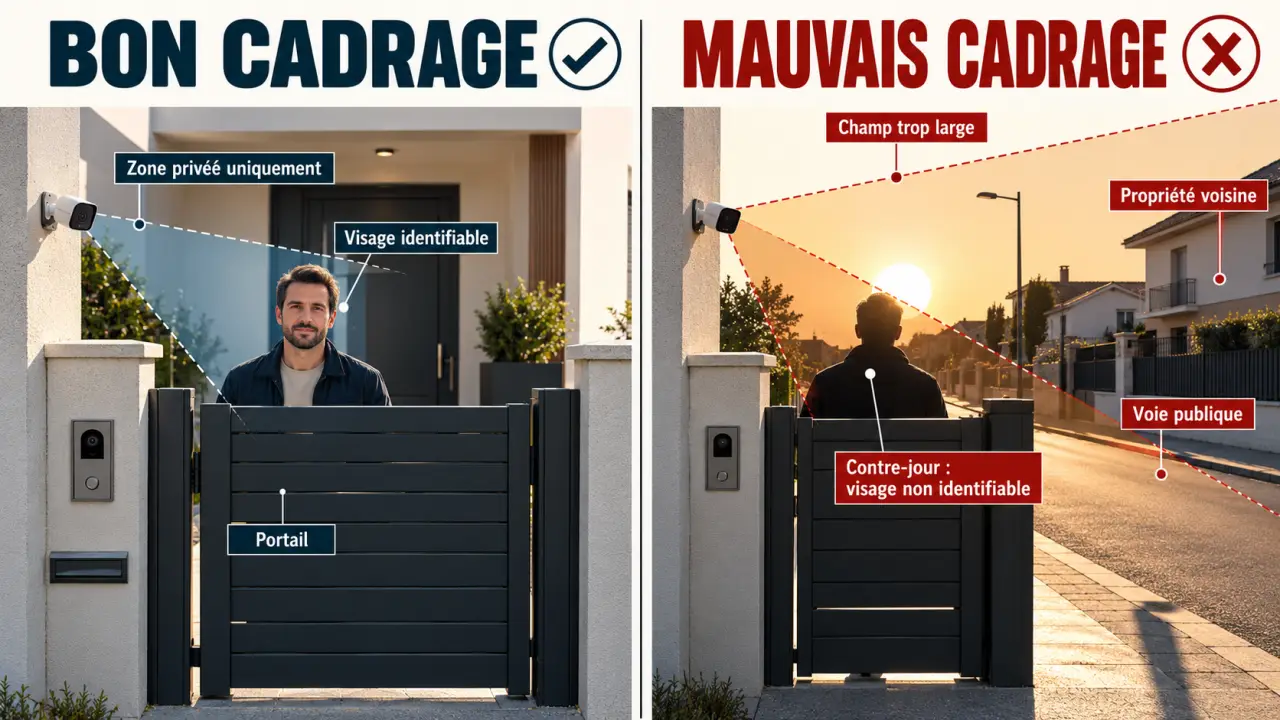 Bon et mauvais cadrage pour intégrer une caméra de surveillance dans sa maison