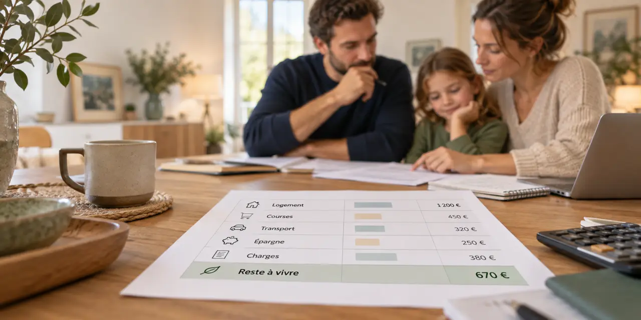 Le tableau de budget familial qui prévoit les charges et le reste à vivre