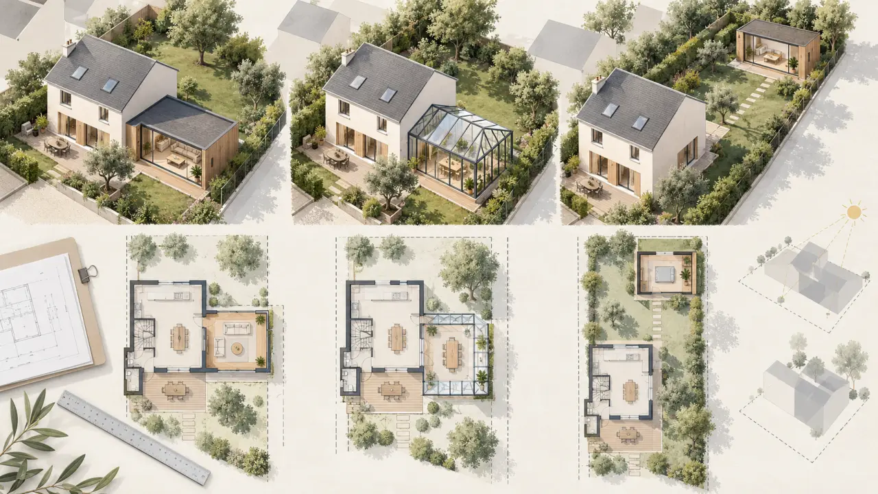 20 m² d’extension : trois plans malins, mais des règles à vérifier